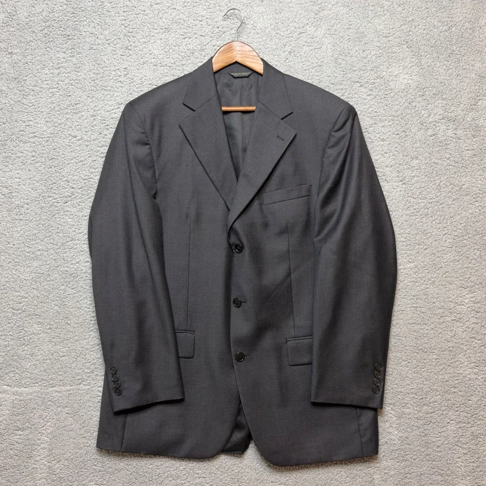 VTG Harold Powell 100% Wool Suit 43L 37x30 Men Gray 2 Piece Blazer Pants Classic